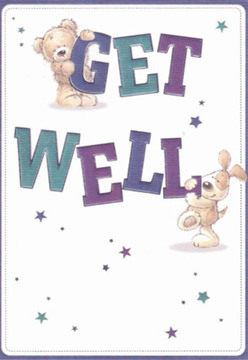 This charming get well card captures the essence of Somers Town's friendly, close-knit spirit through artful illustration. Central to its design are two beloved companions-a cuddly teddy bear clutching the word 'GET' and a playful puppy nudging the bold 'WELL'-each brought to life with expressive eyes and softly rounded forms that exude a sense of comfort and hope. The energetic purples and cooling teals of the typography echo hues found in the fresh, cheerful arrangements prepared by Flower Delivery Somers Town for neighbours along Ossulston Street. The scattered stars, rendered in deep blues and gentle lilacs, lend an extra touch of whimsy, sparkling like local cafe lights on a welcoming street corner. All of these elements settle on a crisp, white canvas, invoking clarity, cleanliness, and a sense of renewal. As a Somers Town florist, the thoughtful choice of every illustrated detail recalls the crafting of a balanced bouquet designed to brighten a friend's day-each piece layered with intention and care. This card, when paired with local blooms, offers not just a message of recovery, but a warm embrace reflective of Somers Town's nurturing community.