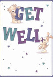 The sunny spirit of Somers Town sparkles through this get well card, where a sweet teddy bear and his lively puppy friend leap from the softly shaded page, each cradling and balancing the exuberant 'Get Well' text. Rich indigos and bright teals colour the bold letters, standing out against a gentle cream background and capturing the vibrancy of fresh-cut blooms from Somers Town's bustling florists. Twinkling stars, in hues of blue and violet, arch across the illustration like bursts of encouragement, adding a dash of whimsy that lifts the mood. The fur of the bear and puppy is rendered with inviting softness, suggesting the comforting embrace of loved ones or the tactile joy of a freshly bundled bouquet. This card holds not just a written wish, but a tangible feeling of care, perfectly suited for lifting the spirits of anyone on the mend around Somers Town Square. Sending this message with flowers from Flower Delivery Somers Town creates a complete gesture-pairing heartfelt words and fresh, local beauty with the enduring warmth of this spirited community.
